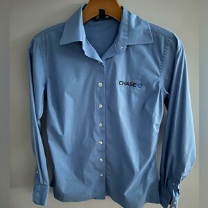 Land's End Chase Bank Legacy Logo Blue Button Down
